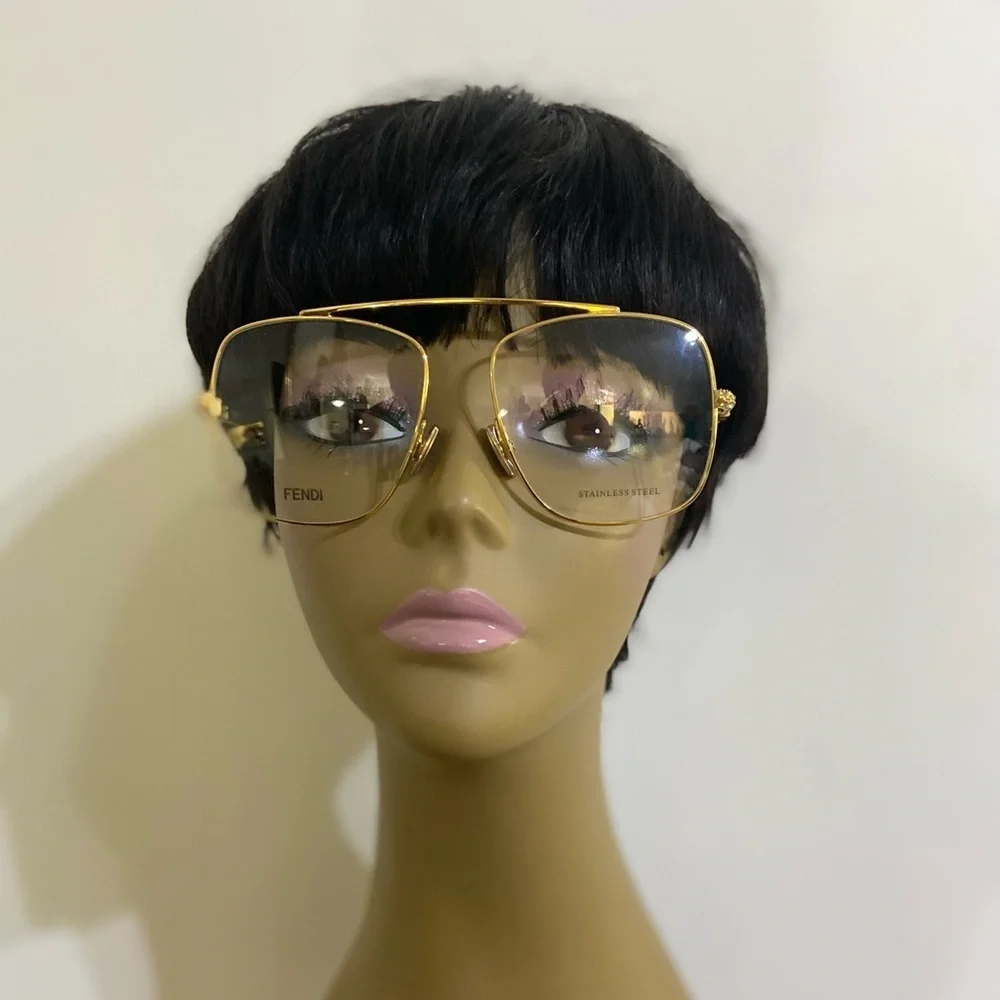 FENDI 57mm aviator oversized gold optical Frames/eyewear